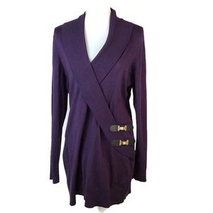 INC Pullover Tunic Sweater With Buckles Purple XL
